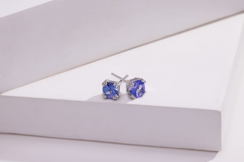 blue gemstone and silver stud earrings 