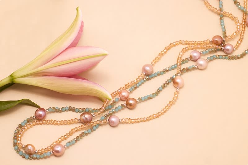 colorful pearl and bead necklaces 