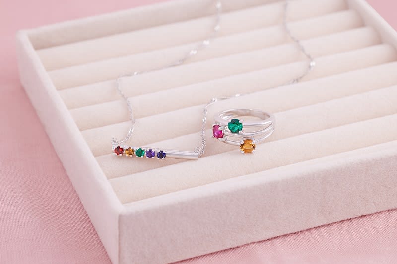 timeless creations different colored gemstone ring and pendant 