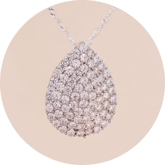 diamond tear drop pendant in white gold