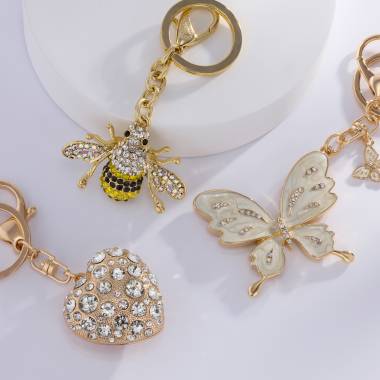 off park heart, bee and butterfly keychains 