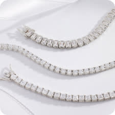 3 tennis bracelets in white gold with white stones