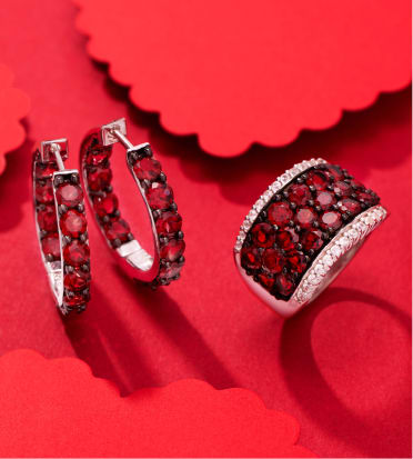 Red earrings and ring 