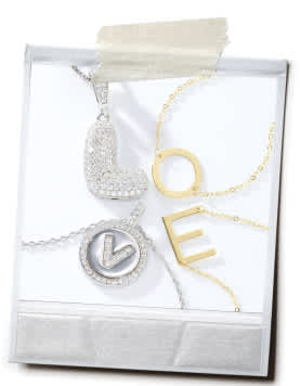 four pendants with initials