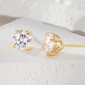 diamond studs set in gold
