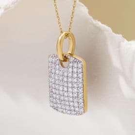 diamond dog tag pendant in yellow gold
