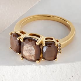 smoky quartz ring in yellow gold