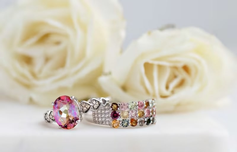 Colorful gemstone rings