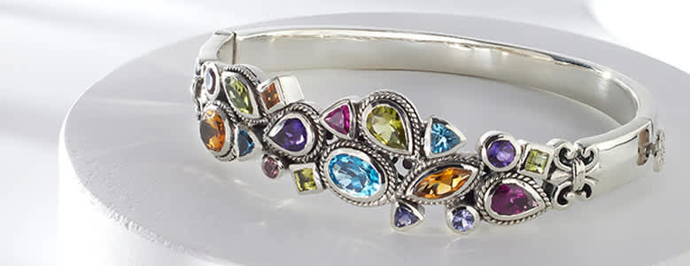 multi gold gemstone bangle