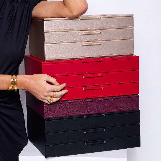 jewelry boxes stacked up