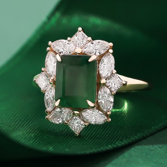 two toned white stone ring