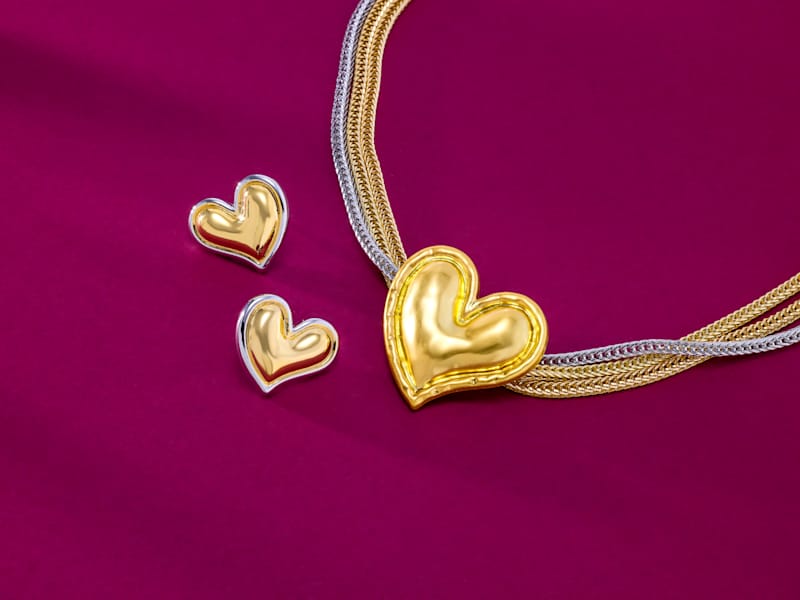 Rachel Zoe heart necklace and earrings 