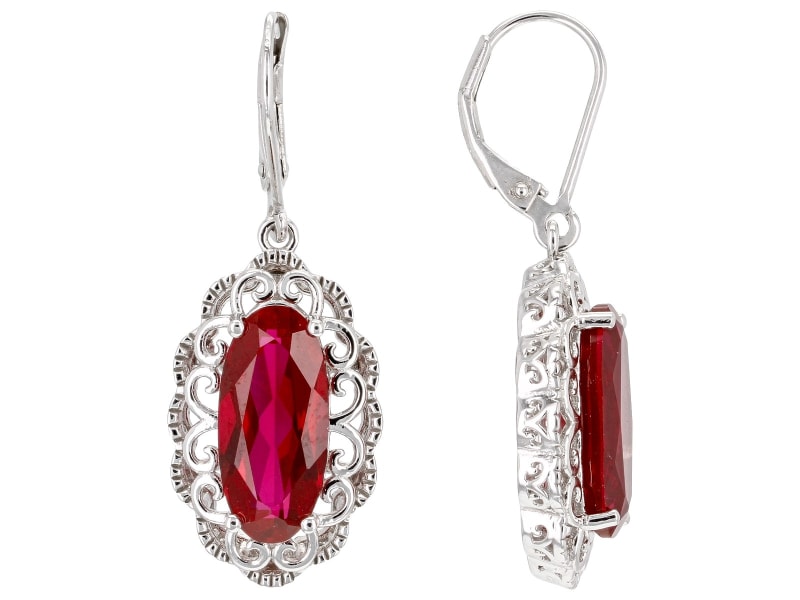 A pair of ruby and silver earrings 