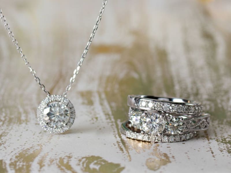 Moissanite Necklace and Ring Stack 