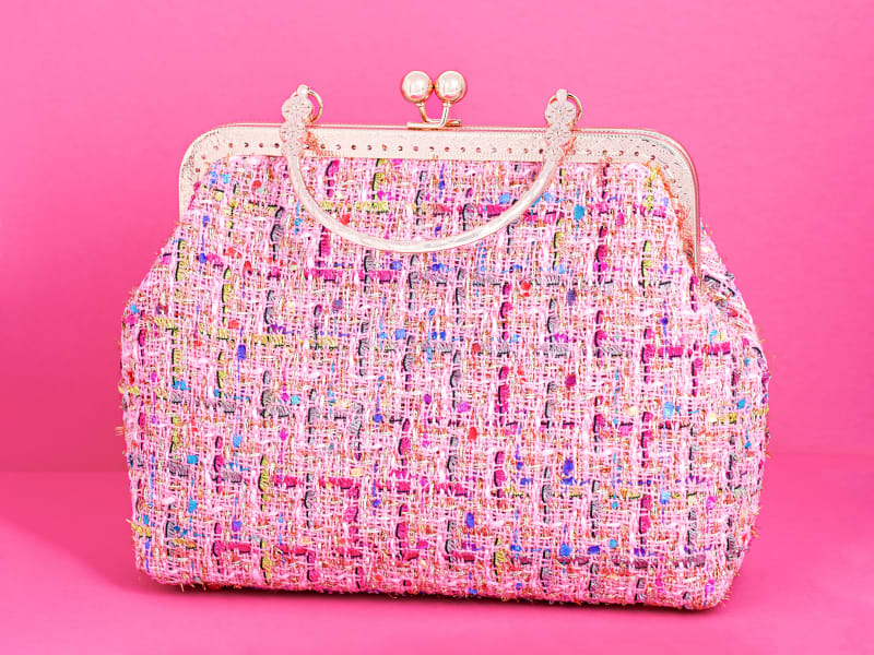 a barbie inspired pink patterned purse 