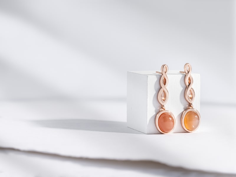 apricot colored gemstone jewelry in rose gold earrings 