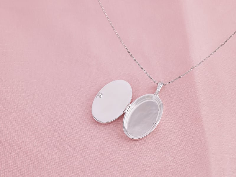 A silver locket necklace