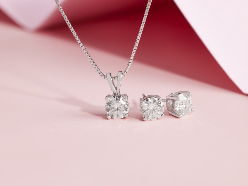 Moissanite Necklace and Earrings 