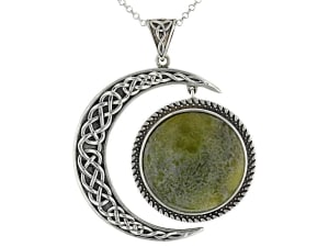 a connemara marble, silver crescent and sun necklace 